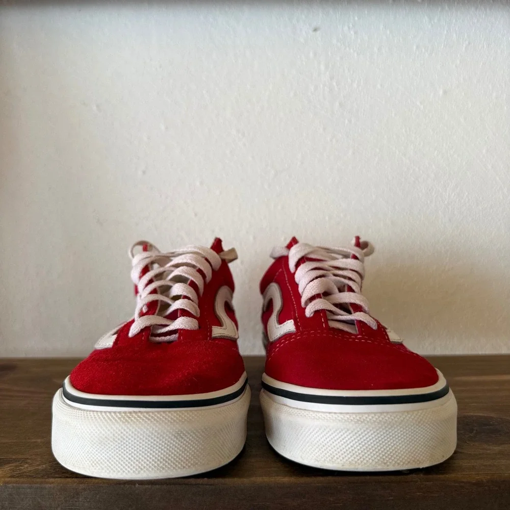 Vans Old Skool Red White Canvas Sneakers Men's 4 Women's 5.5
